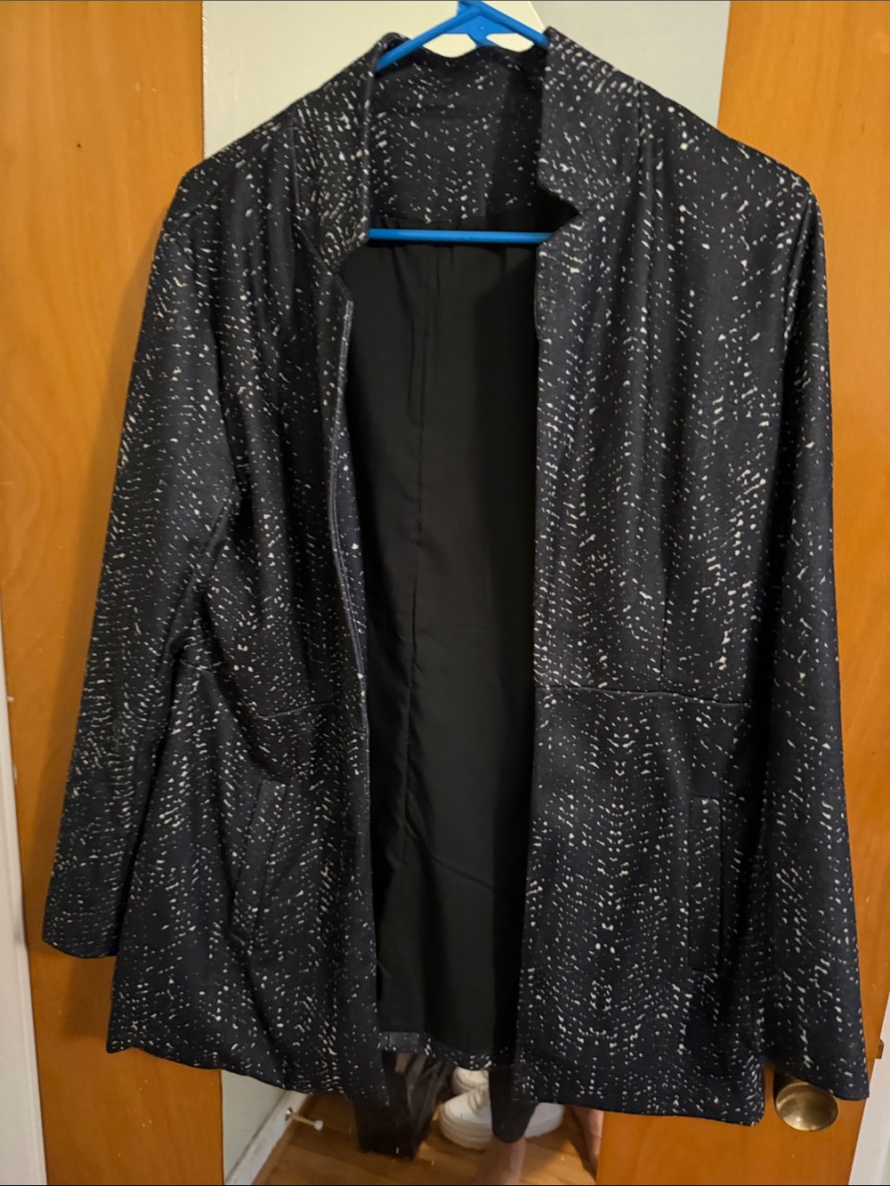 Source Unknown Black Speckled Open-Front Blazer